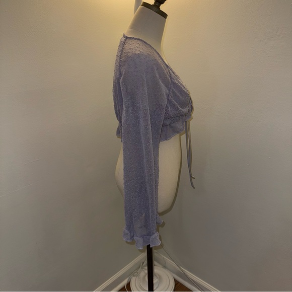 UO Urban Outfitters Women’s XS Purple Celeste Textured Long Sleeve Crop Top NEW - Picture 4 of 7